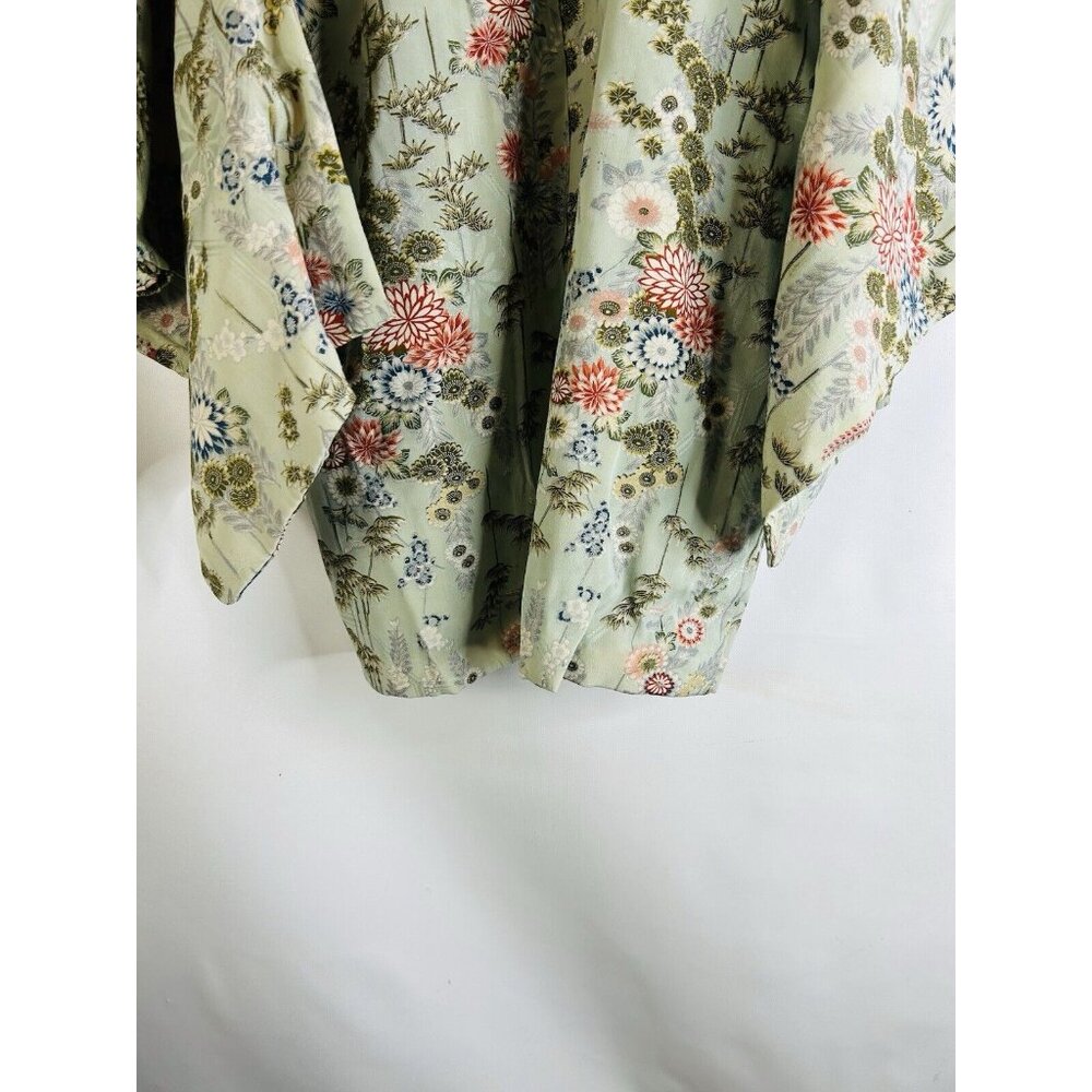 Vintage Handmade Rainbow Oriental Floral Kimono Robe Cottagecore Boho - Picture 6 of 7